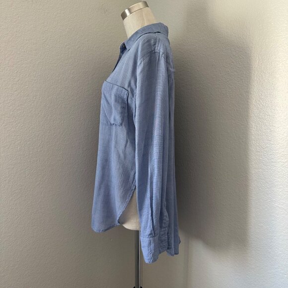 Free People That's A Wrap Button Up Shirt Rayon Polyester Hi-lo Style Blue S - Picture 5 of 13